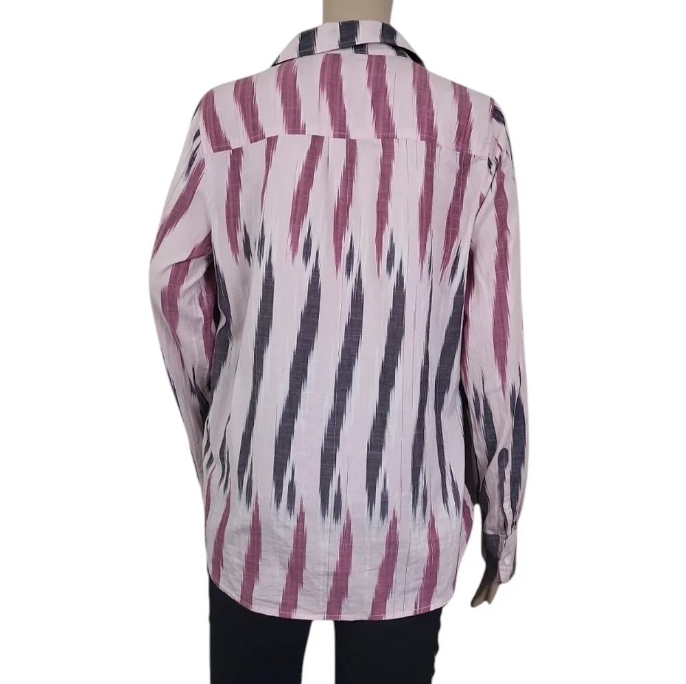 J.CREW Printed Voile Popover Blouse Shirt Brushstroke Top Pink Gray
